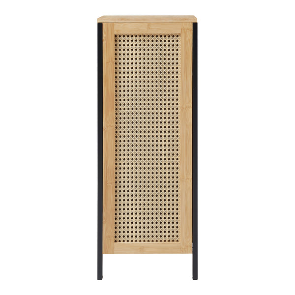 Wäschekorb Tervola 51 L Schwarz/Bambus [en.casa]