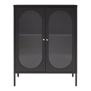 Sideboard Karlskrona 102x80x40 cm Schwarz, matt [en.casa]