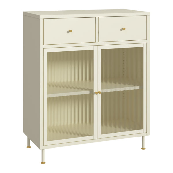 Sideboard Lindau Stahl 97x80x40 cm Cremeweiß [en.casa]