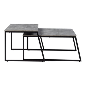 Satztisch Hyllestad 2er Set Schwarz/Betonoptik [en.casa]