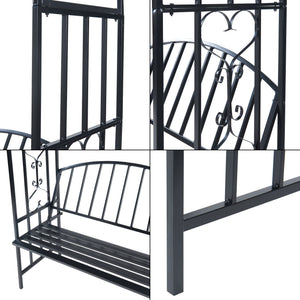 Rosenbogen Barile mit Sitzbank Schwarz [casa.pro]