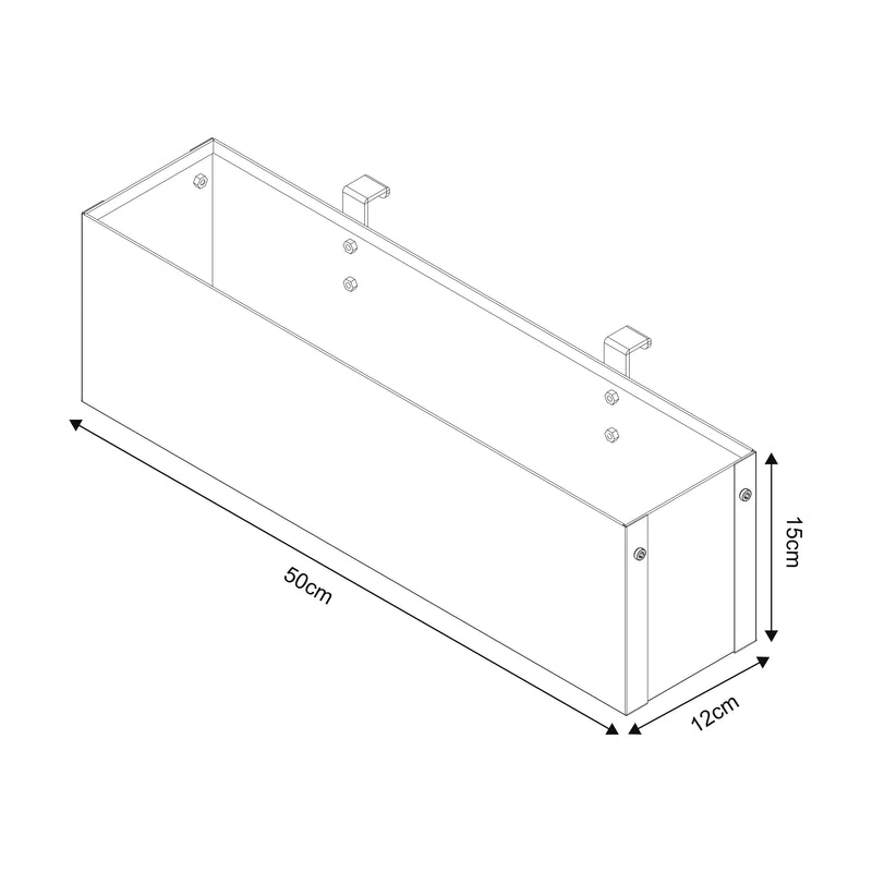 Maßskizze Blumenkasten Achtkarspelen 50x12x15cm Anthrazit [en.casa]