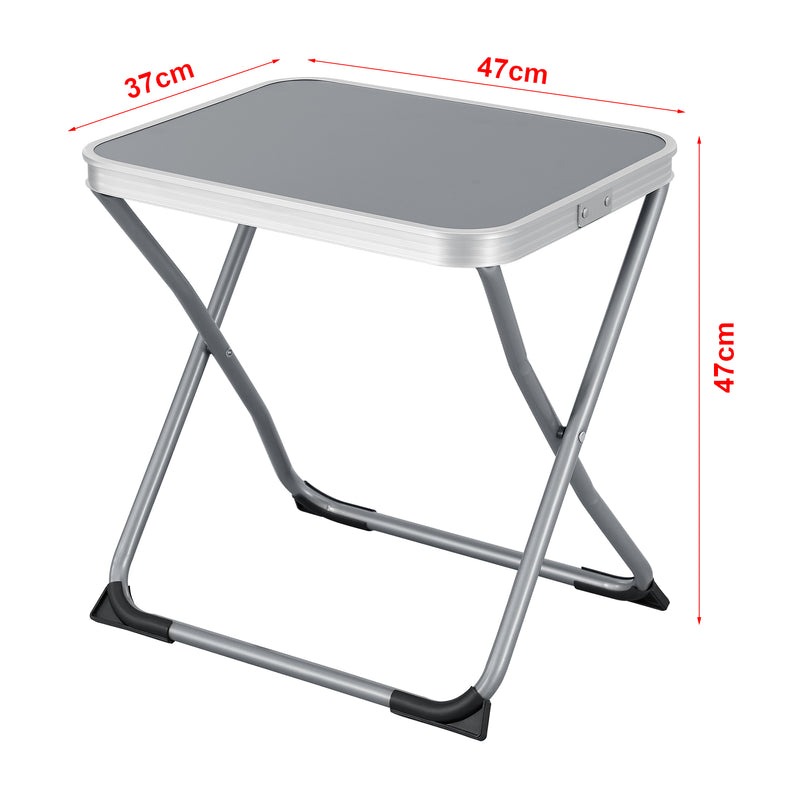 Maßskizze 2-in-1 Campinghocker und -Tisch Barete 47x47x37 cm Grau [en.casa]