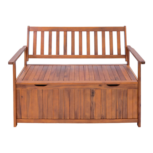 Gartenbank Avezzano mit Staufach 130x60x88cm Akazie FSC®-zertifiziert [en.casa]