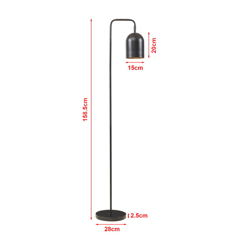 Maßskizze Stehleuchte Barnard Metall 159 cm Schwarz [lux.pro]