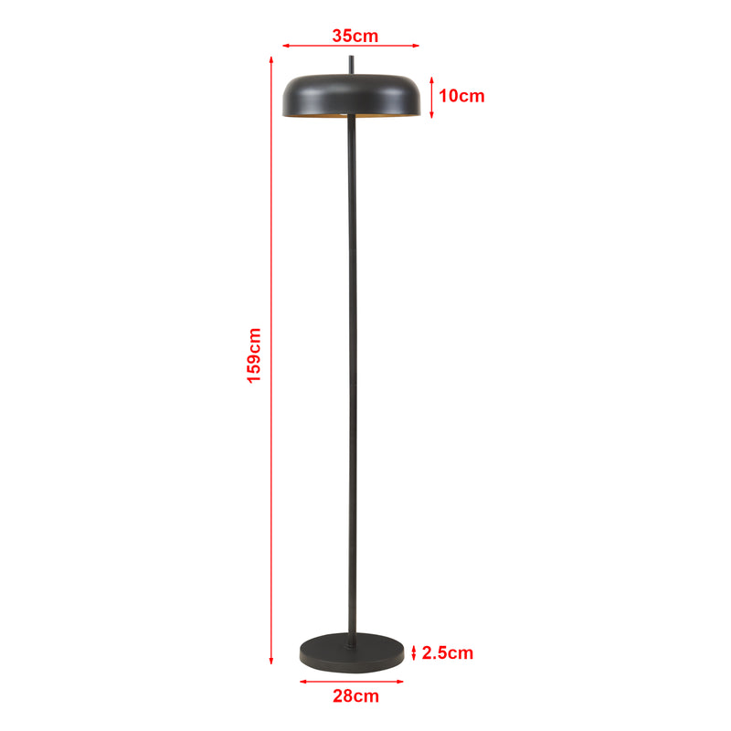 Maßskizze Stehleuchte Barton 2-flammig Metall 159 cm Schwarz [lux.pro]