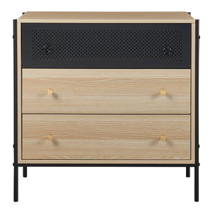 Kommode Tysnes mit 3 Schubladen 80x80x40 cm Eiche/Schwarz [en.casa]