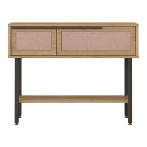 Konsolentisch Kvænangen 100x30x76 cm Eiche/Rattanoptik [en.casa]