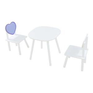 Kindersitzgruppe Siljan mit Herz-Design Weiß/Lila [en.casa]