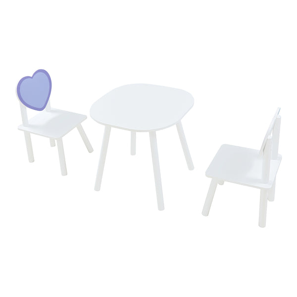 Kindersitzgruppe Siljan mit Herz-Design Weiß/Lila [en.casa]