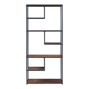 Bücherregal Østre 180x83x34 cm Schwarz/Walnussoptik [en.casa]