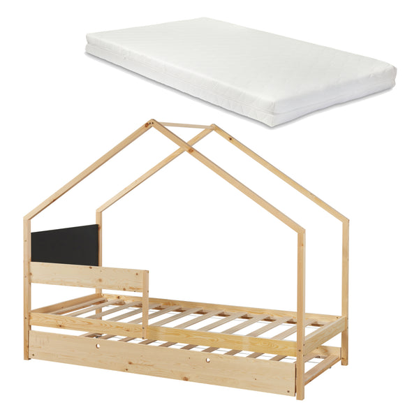 Hausbett Sodankylä mit Ausziehbett mit 2 Matratzen 90x200cm [en.casa]