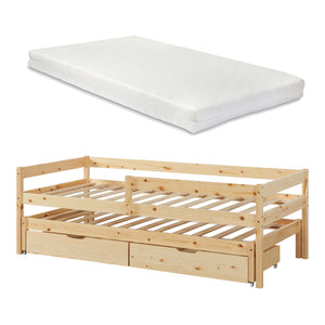 Doppel-Kinderbett Sonkajärvi mit Matratze 90x200cm Natur [en.casa]
