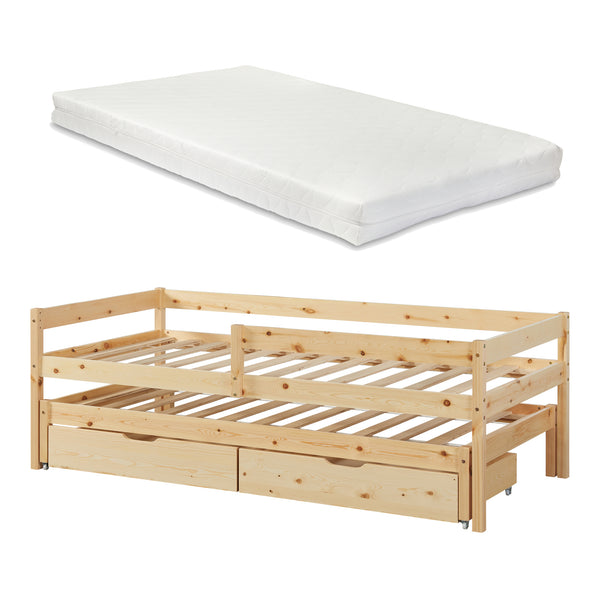 Doppel-Kinderbett Sonkajärvi mit Matratze 90x200cm Natur [en.casa]