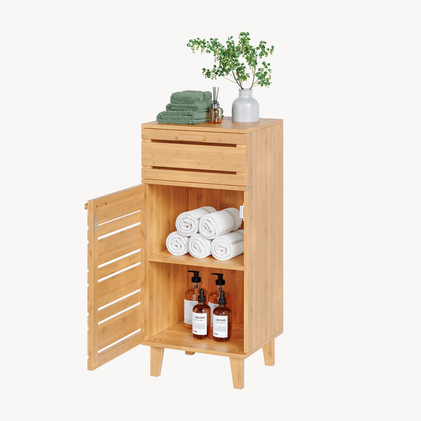 Badezimmerschrank Epind 75x33x30 cm Bambus Natur [en.casa]