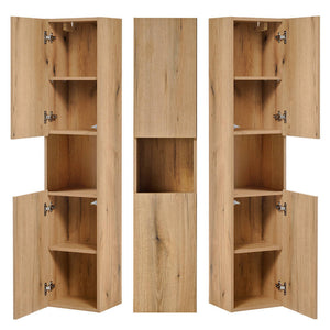 Hochschrank Skelbolu 140x30x25 cm Eichenoptik [en.casa]