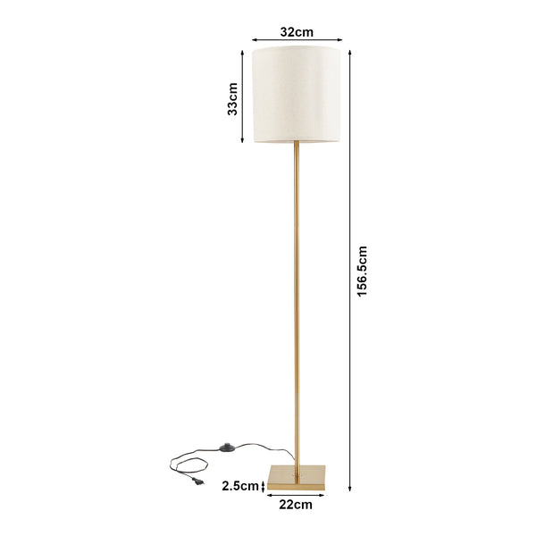 Stehleuchte Fildholm 157cm Messingfarben/Leinenoptik [lux.pro]