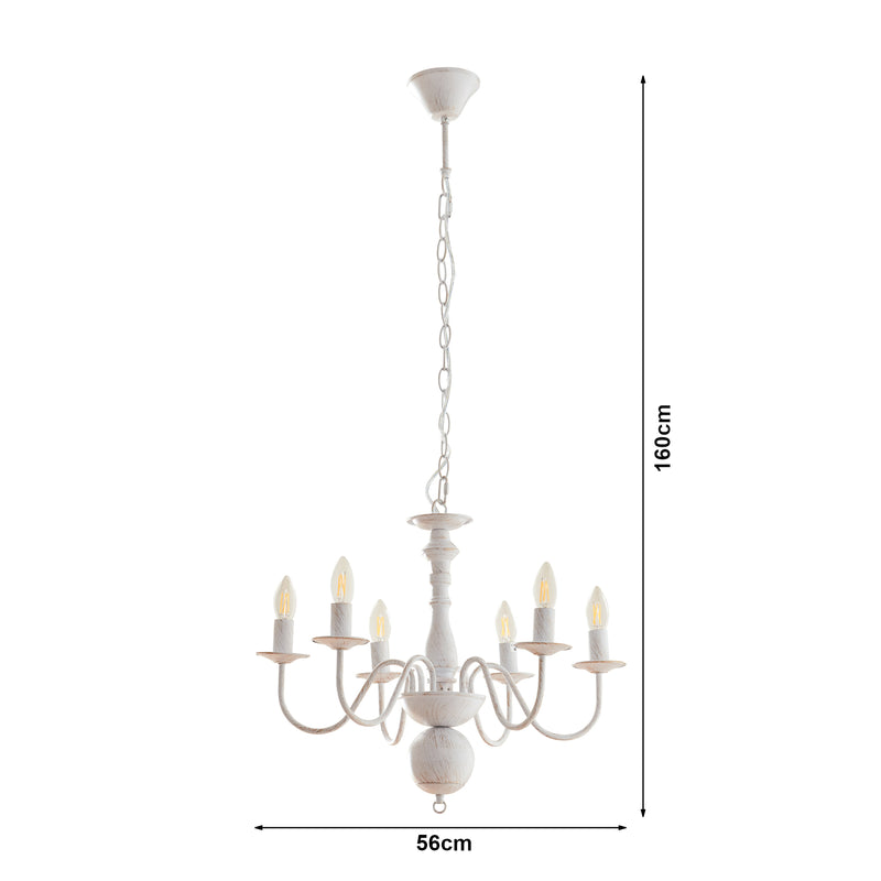 Maßskizze Kronleuchter Berkeley Metall Vintage-Weiß [lux.pro]