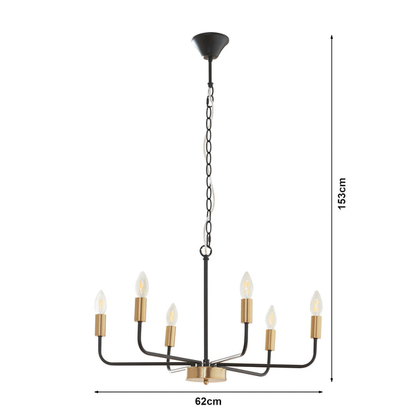 Kronleuchter Bishop Metall Schwarz/Messingfarben [lux.pro]