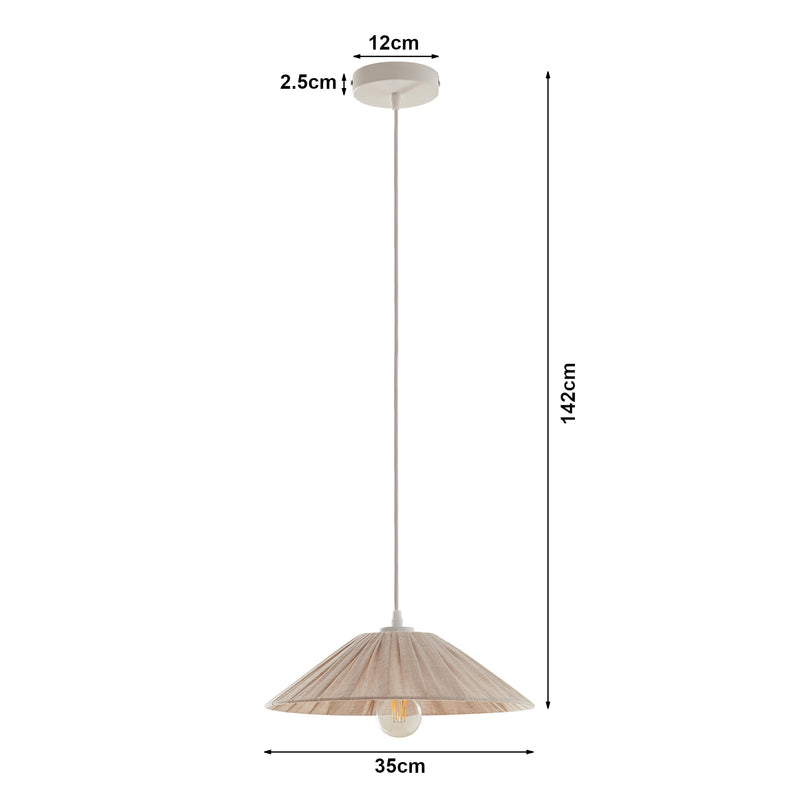 Maßskizze Hängeleuchte Bridge Weiß/Beige [lux.pro]