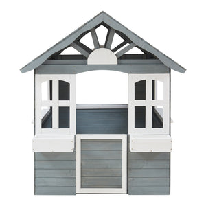 Kinderspielhaus Vesa 138x120x102 cm Tannenholz Grau [casa.pro]
