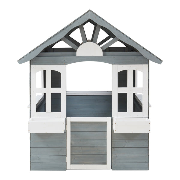 Kinderspielhaus Vesa 138x120x102 cm Tannenholz Grau [casa.pro]