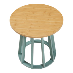 Beistelltisch Lensuu 48xØ48 cm Pastellgrün/Eiche [en.casa]
