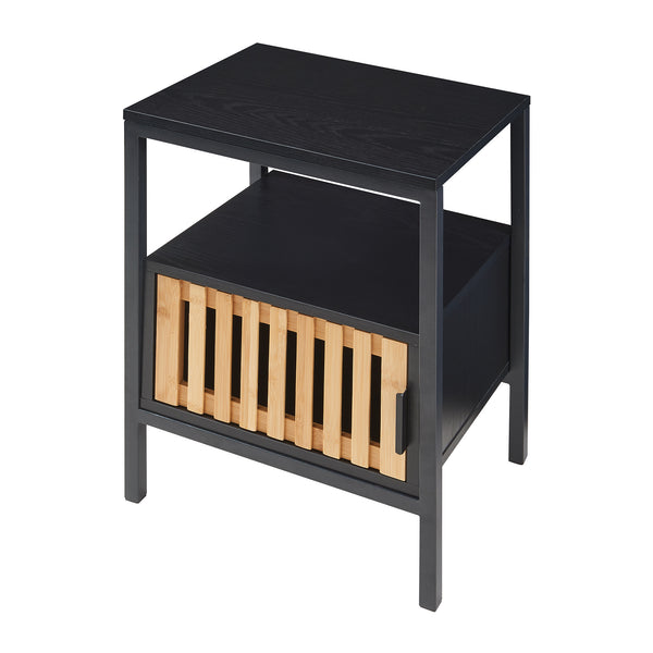 Nachttisch Luniehti 58x40x33 cm Schwarz/Natur [en.casa]
