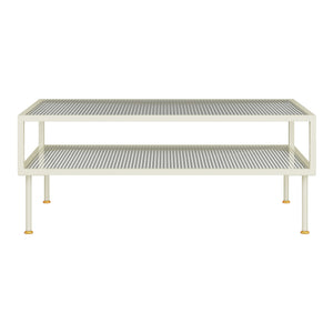 Couchtisch Lindau Stahl mit Glasplatte 100x50x46 cm Cremeweiß [en.casa]