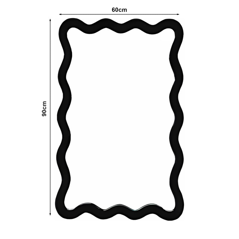 Maßskizze Wandspiegel Koster 90x60 cm Schwarz [en.casa]