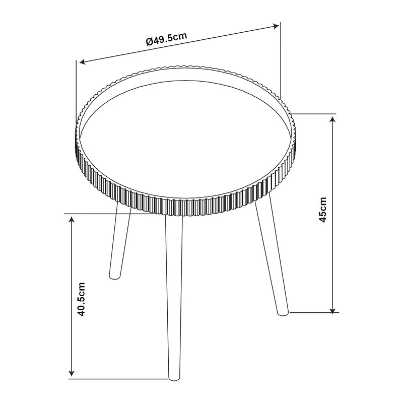 Maßskizze Beistelltisch Bongard Ø50x45 cm Weiß [en.casa]