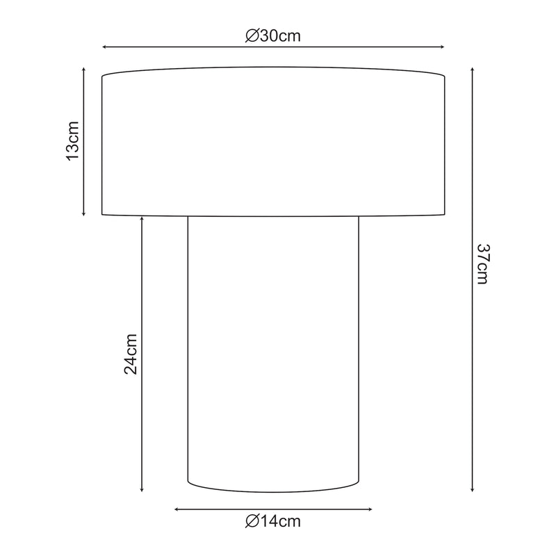 Maßskizze Tischleuchte Kömn Metall 37x30x30 cm Braun [lux.pro]