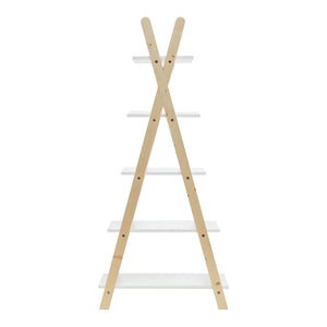 Bücherregal Vanlilu Kiefernholz 145x65x32 cm Natur/Weiß [en.casa]