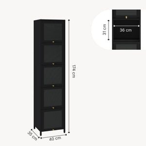 Vitrinenschrank Ostersund 174x40x35 cm Schwarz [en.casa]