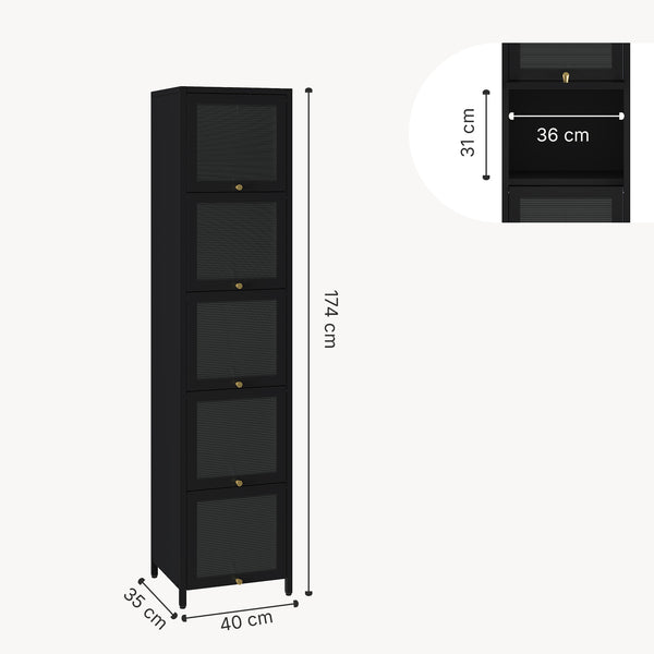 Vitrinenschrank Ostersund 174x40x35 cm Schwarz [en.casa]