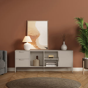 Fernsehschrank Kliri Stahl 150x35x58 cm Kamelfarben [en.casa]