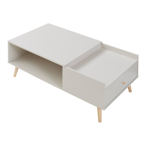 Couchtisch Hallevil mit Schublade 106x59x44 cm Hellgrau [en.casa]