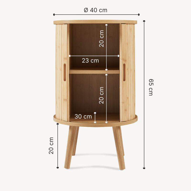 Maßskizze Nachttisch Nordkapp 65x40 cm Bambus [en.casa]