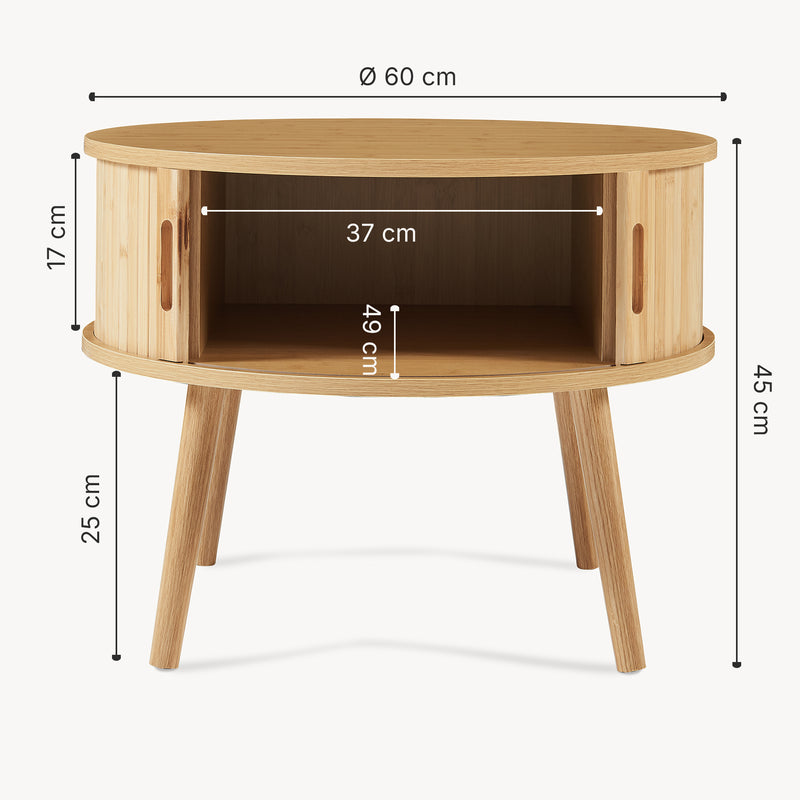 Maßskizze Nachttisch Nordkapp 45x60 cm Bambus [en.casa]