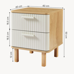 Nachttisch Ferrersp mit 2 Schubladen 50x40x40 cm Eicheoptik/Sandfarben [en.casa]