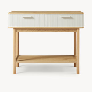 Konsolentisch Ferrersp mit 2 Schubladen 100x40x80 cm Eicheoptik/Sandfarben [en.casa]