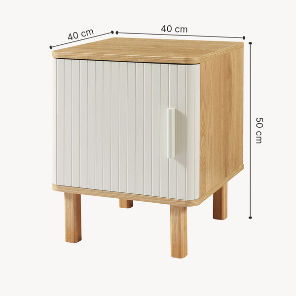 Nachtschrank Ferrersp mit Tür 50x40x40 cm Eicheoptik/Sandfarben [en.casa]