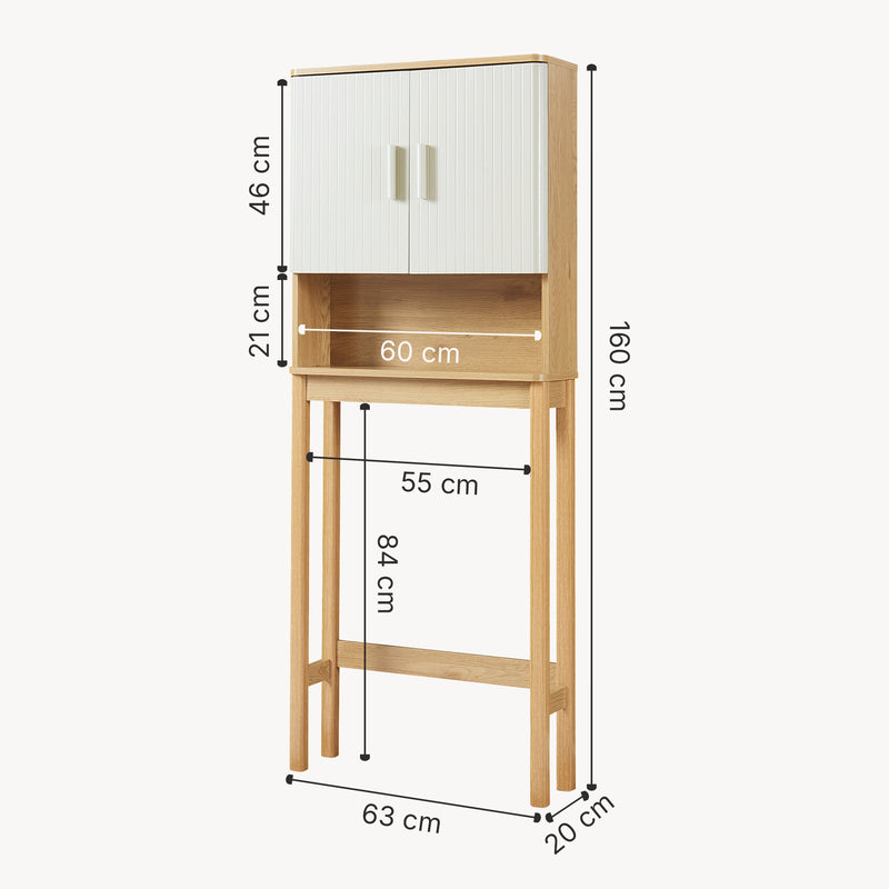 Maßskizze Toilettenschrank Ferrersp 160x63x20 cm Eicheoptik/Sandfarben [en.casa]