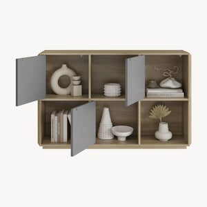 Sideboard Trömi 75x120x30 cm Eicheoptik/Grau [en.casa]