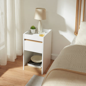Nachttisch Lure 55x30x35 cm Weiß/Eicheoptik [en.casa]