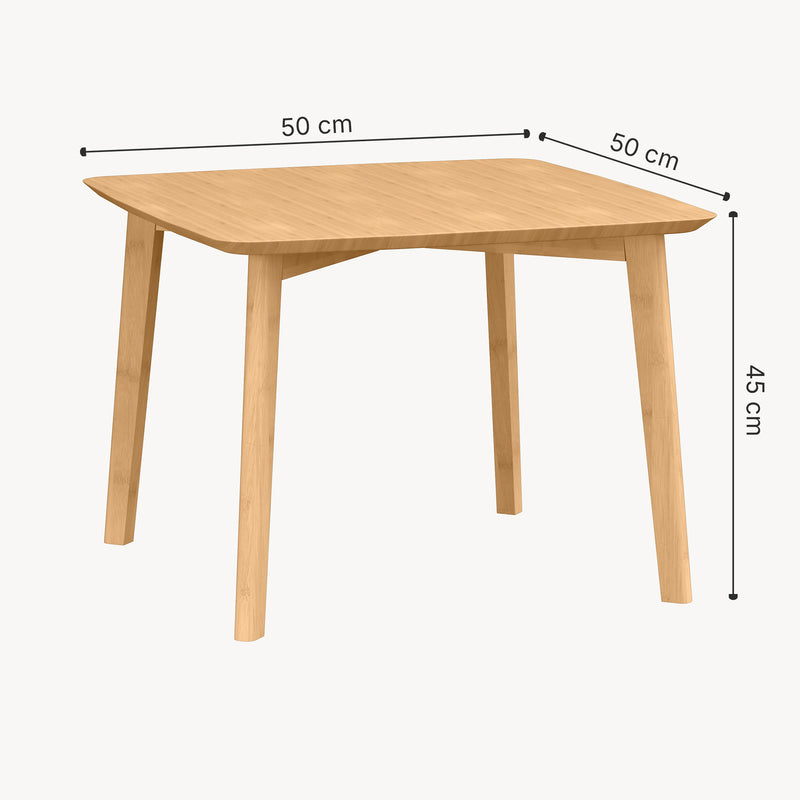 Maßskizze Beistelltisch Haad 45x50x50 cm Bambus Natur [en.casa]