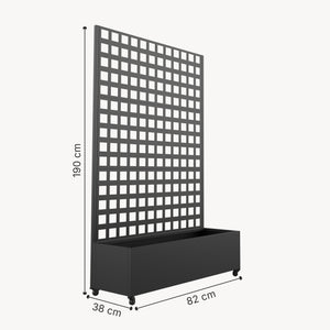 Trennwand Toma mit Blumenkasten Stahl 190x82x38 cm Schwarz [casa.pro]