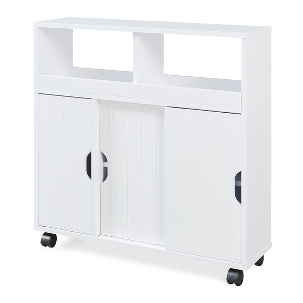 Beistellschrank auf Rollen Fadeskimma 72x70x20 cm Weiß [en.casa]