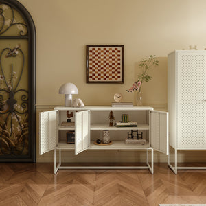 Sideboard Viitasaari 120x40x80 cm Stahl Cremeweiß [en.casa]