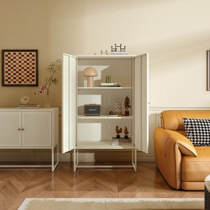 Highboard Viitasaari 150x80x40 cm Stahl Cremeweiß [en.casa]